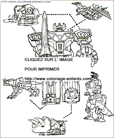 coloriage power rangers les transformations du robot