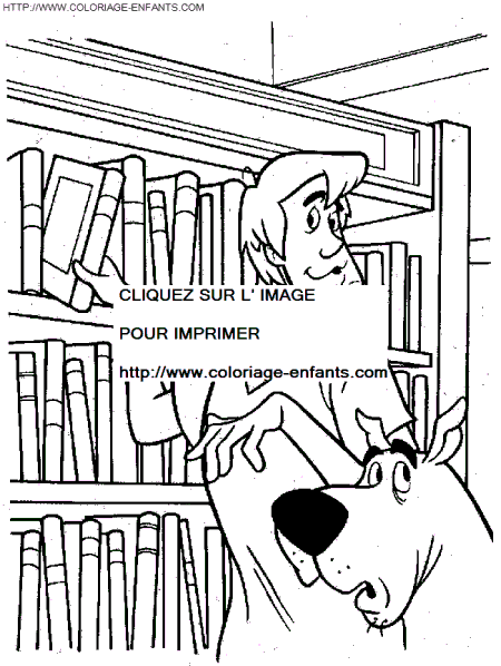 coloriage scoobydoo et son ami samy dans la bibliotheque