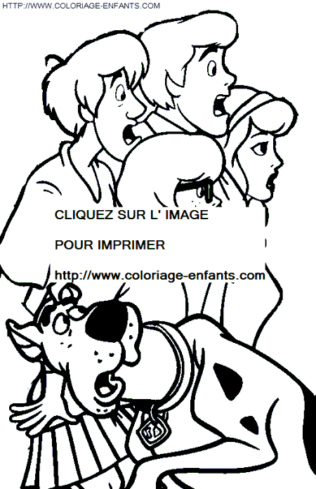 coloriage scoobydoo les 4 amis avec scooby effrayes