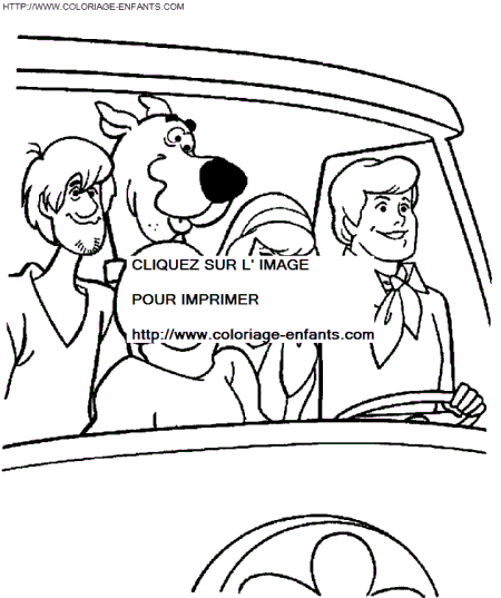 coloriage scoobydoo tous les amis en voiture