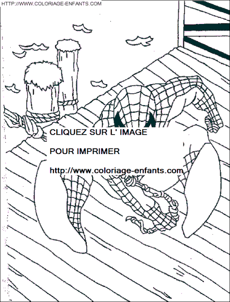 coloriage spiderman sur le pont