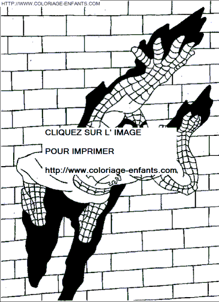 coloriage spiderman sur un mur