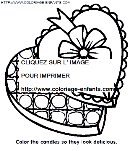 coloriage st valentin une boite de chocolats