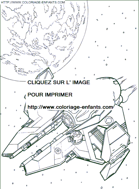 coloriage star wars arrivee du vaisseau