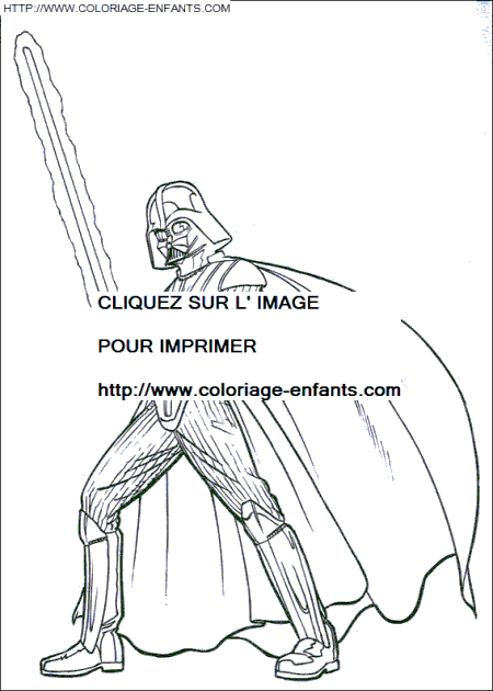 coloriage star wars dark vador en combat