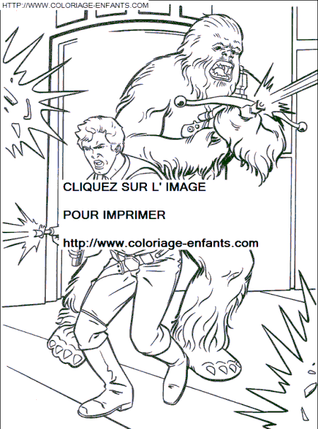 coloriage star wars han solo et chewbacca en combat