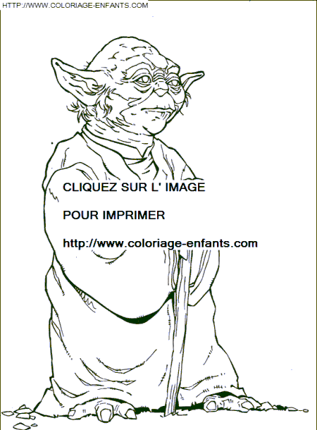 coloriage star wars yoda debout