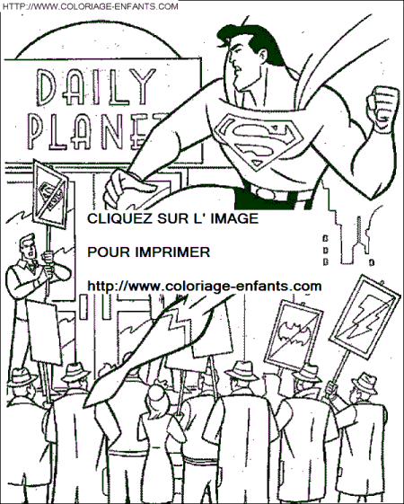 coloriage superman devant le journal