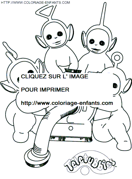 coloriage teletubbies avec leur machine