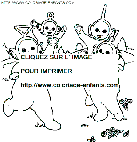 coloriage teletubbies bonjour les enfants