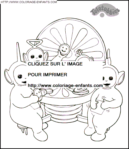 coloriage teletubbies commencent leur repas