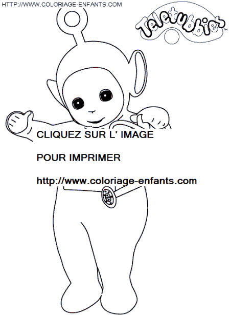 coloriage teletubbies lala arrose son jardin