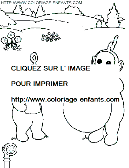 coloriage teletubbies lala et po jouent au ballon