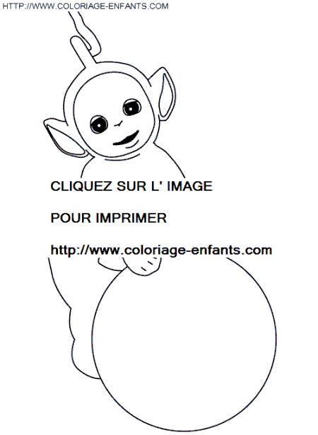 coloriage teletubbies lala joue au ballon