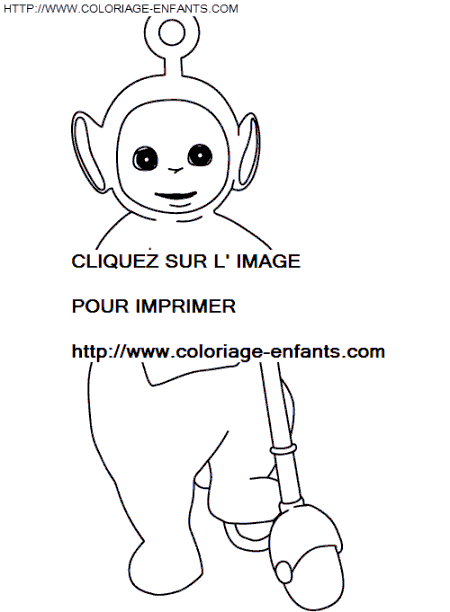 coloriage teletubbies po sur une trotinette