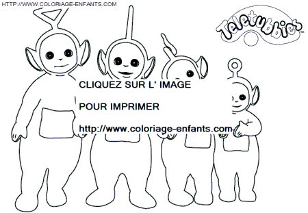 coloriage teletubbies se donnent la main