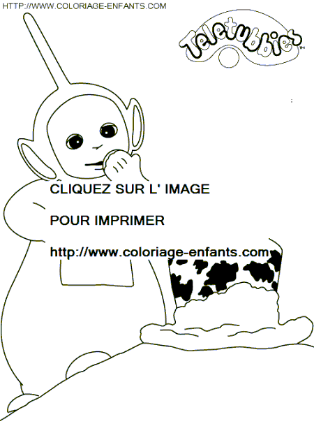 coloriage teletubbies tuby avec un chapeau