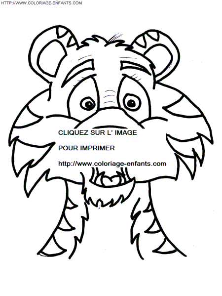 coloriage tete de tigre dessin enfant