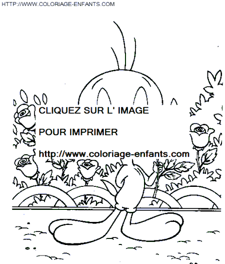 coloriage titi au milieu des fleurs