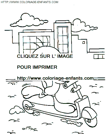 coloriage titi en trotinette