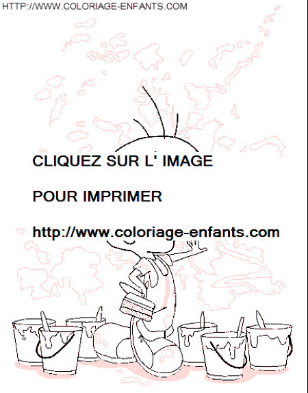 coloriage titi peintre