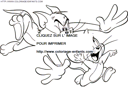 coloriage tom et jerry en cavale