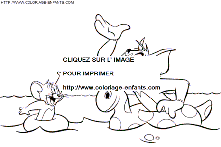 coloriage tom et jerry jouent dans la mer