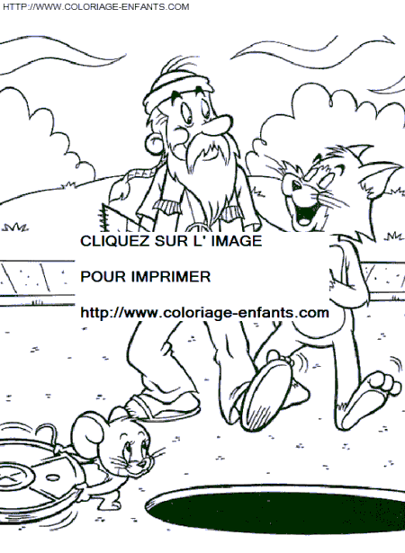 coloriage tom et jerry preparent un piege