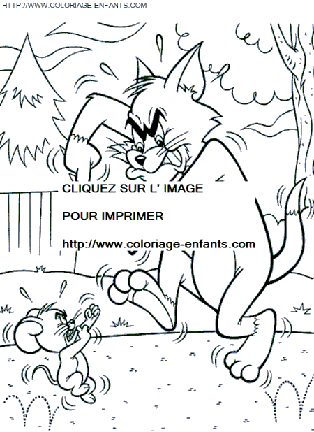 coloriage tom et jerry se bagarrent