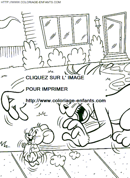 coloriage tom et jerry se coursent