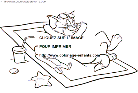 coloriage tom et jerry se reposent a la plage