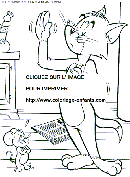 coloriage tom et jerry tom jure sur le reglement