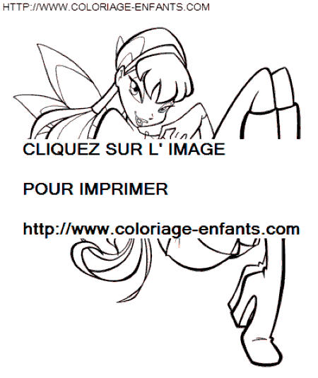 coloriage winx flora en fee se reposant