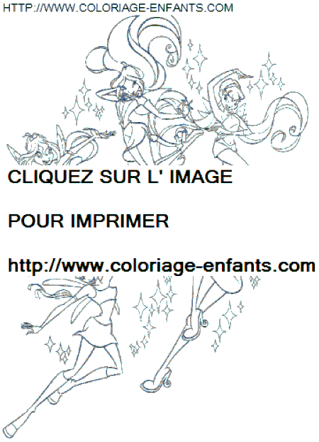 coloriage winx les fees reunies