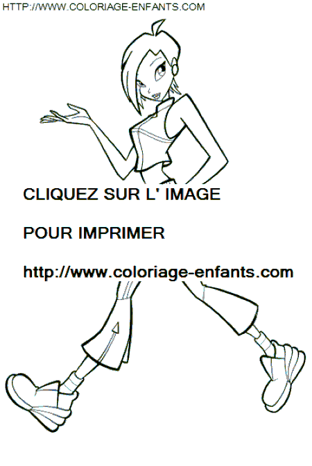 coloriage winx tecna reflechissant