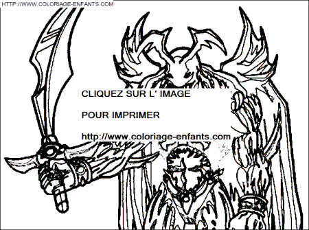 coloriage yu gi oh monstre aux epees