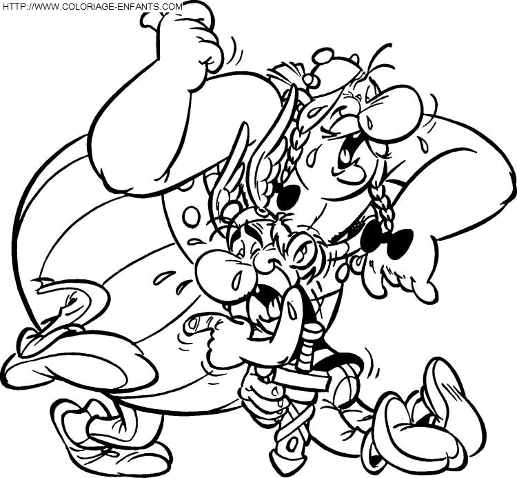 coloriage asterix et obelix eclates de rire