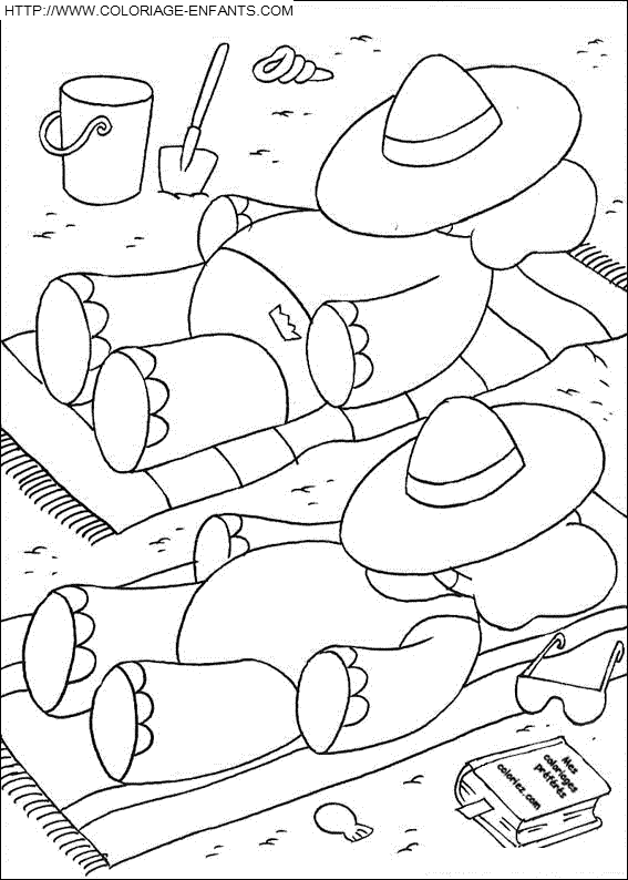 coloriage babar alexandre et pom sur la plage