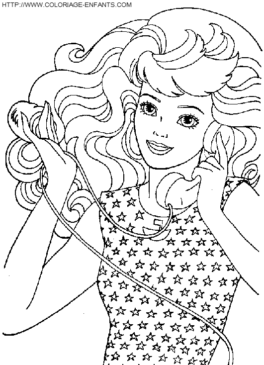 coloriage barbie au telephone