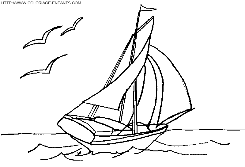 coloriage bateau a voile