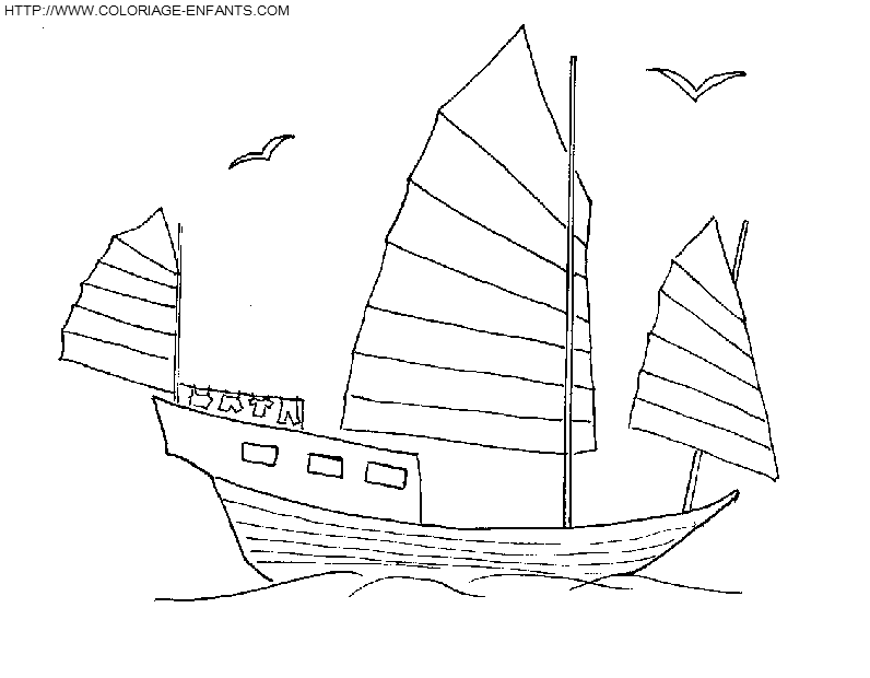 coloriage bateau chinois