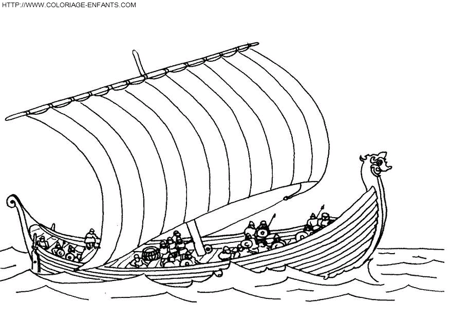 coloriage bateau drakkar nordique