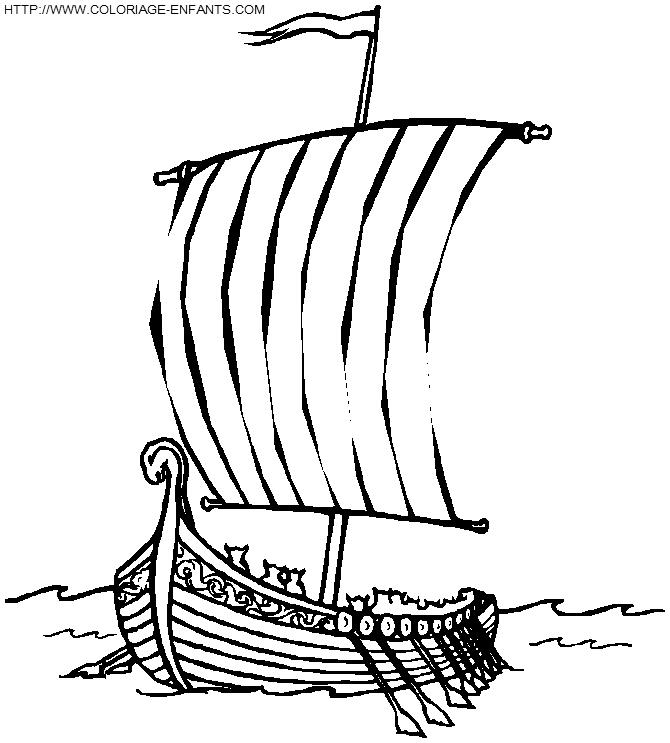 coloriage bateau drakkar viking