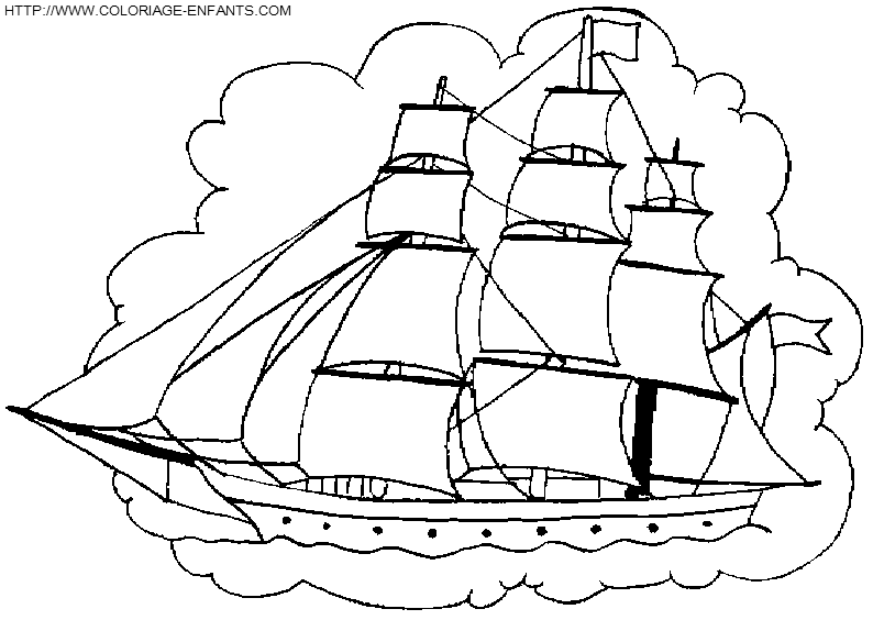 Coloriage bateau pirate