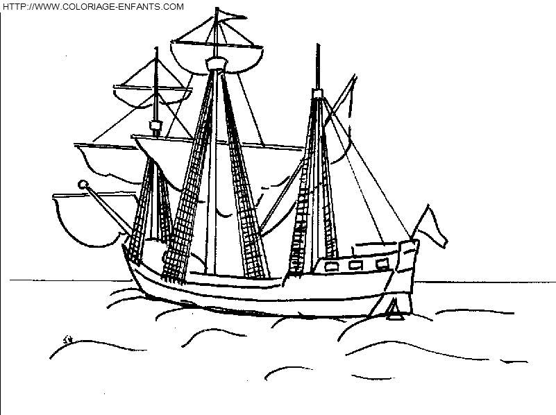 coloriage bateau voilier 3 mats