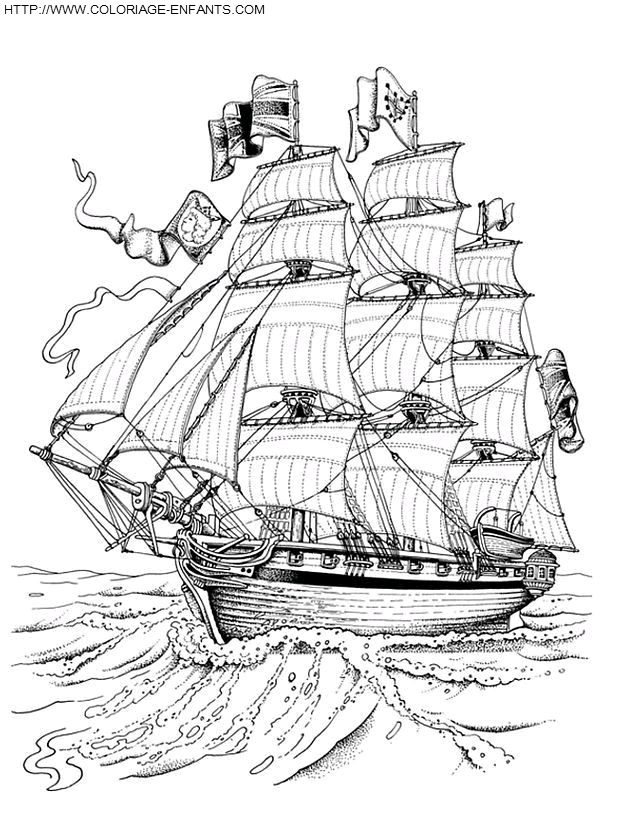 coloriage bateau voilier anglais