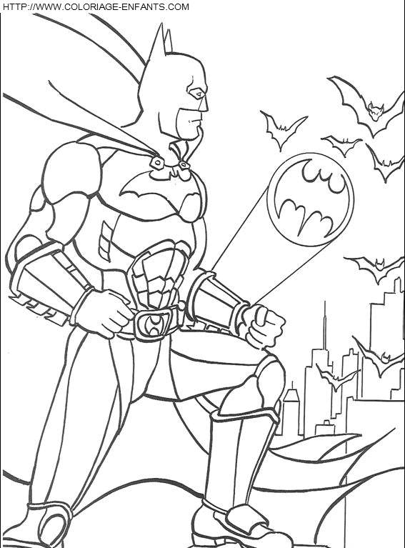 coloriage batman appelant ses amies