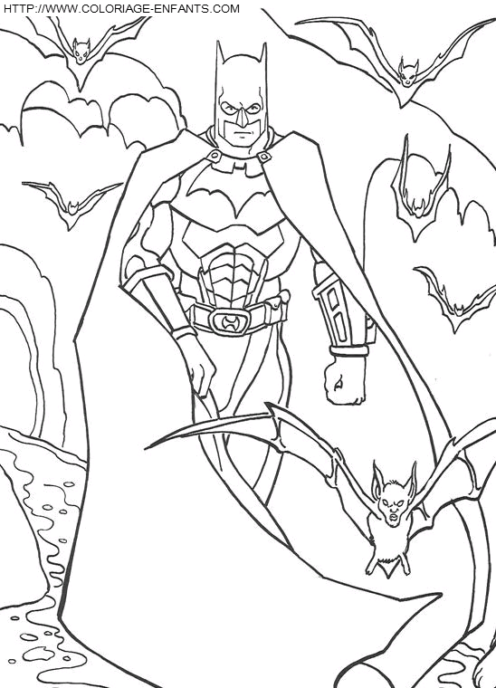 coloriage batman entoure de ses amies