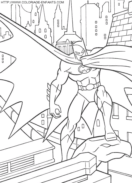 coloriage batman sauvant la ville