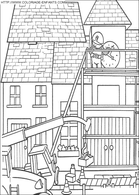 coloriage bob le bricoleur en chantier